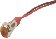 06L-P1 Metal Signal Lamp with 6mm 12-24V Cable - Yellow