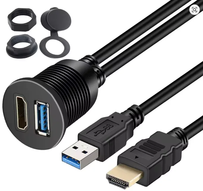 2 Bağlantılı Gömme Panel Montaj USB Uzatma Kablosu - 2 METRE