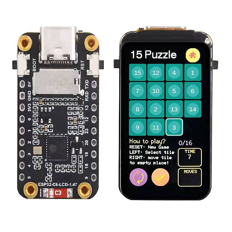 ESP32-C6 1.47” LCD Ekranlı Geliştirme Board – Wi-Fi 6 & Bluetooth