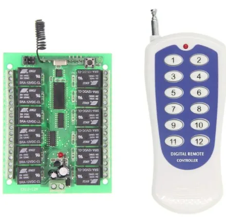 12V 433MHz 12 Kanallı Kablosuz Kumandalı RF Alıcılı Röle with battery
