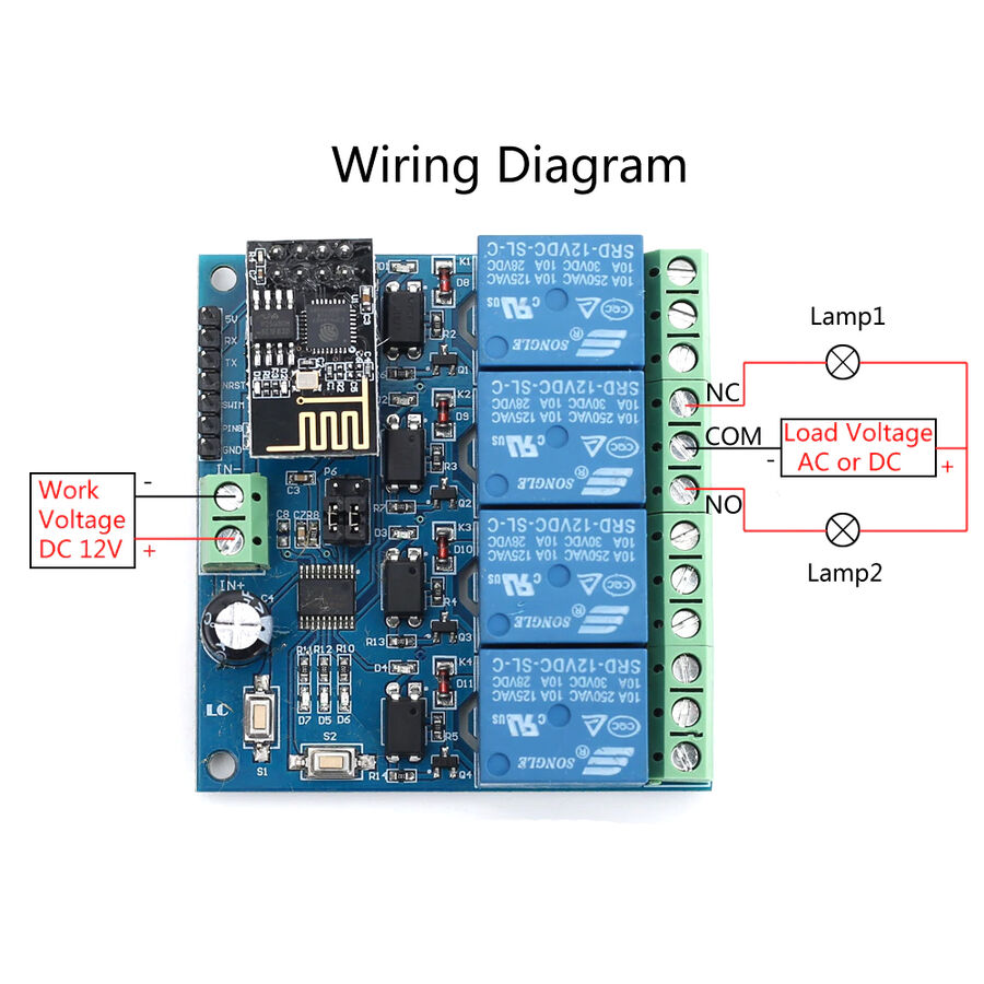 Esp8266 4 Kanal 12V Esp01 Wifi Röle Modülü