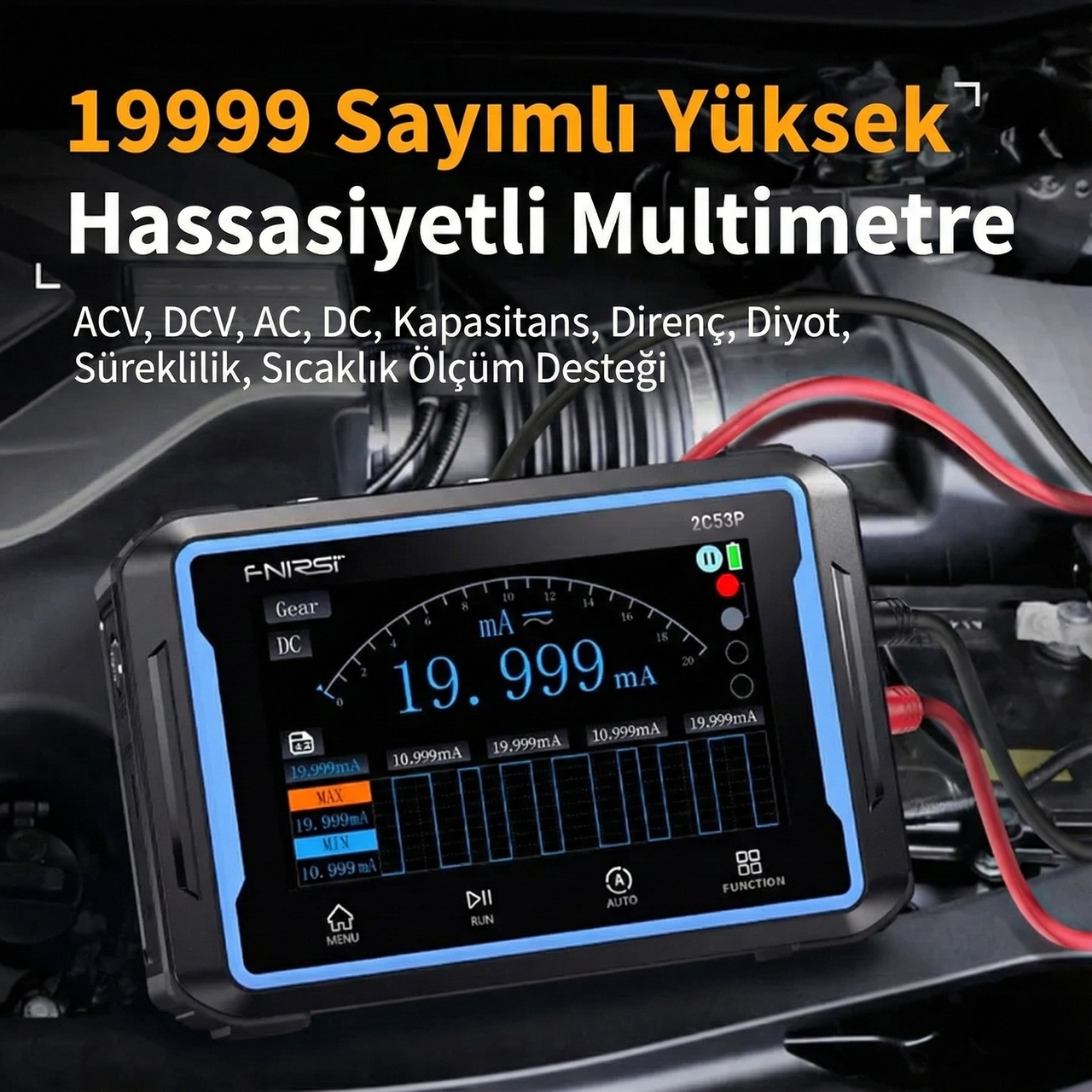 2C53P 3'ü1 Arada Çift Kanallı Tablet Osiloskop + Multimetre + Fonksiyon Jeneratörü