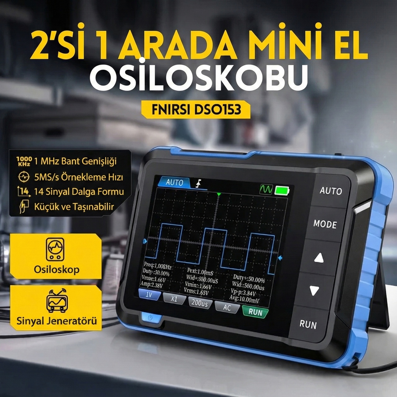 DSO-153 2'si 1 Arada Mini Dijital Osiloskop ve Sinyal Jeneratörü