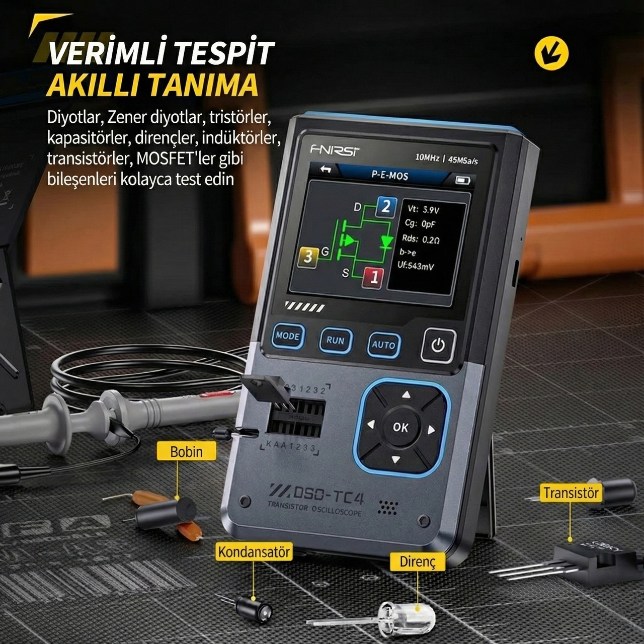 DSO-TC4 10MHz 48MS/s 3in1 Osiloskop Transistör Test ve Sinyal Jeneratörü