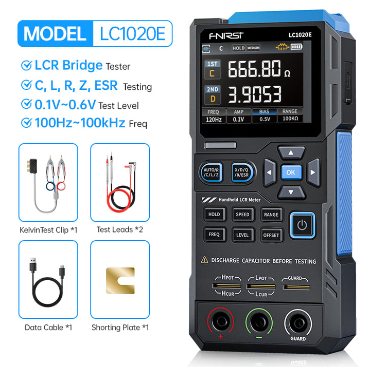 FNIRSI LC1020E 100kHz El Tipi Dijital Köprü LCR ESR Metre (19999 Count)