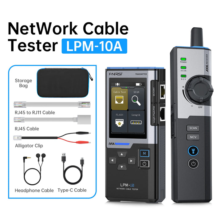 FNIRSI LPM-10A Çok Fonksiyonlu Ağ Kablosu Test Cihazı ve Kablo Bulucu (PoE + NCV)