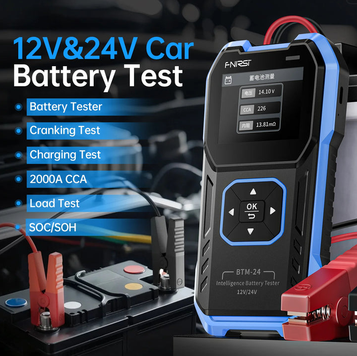 FNIRSI BTM-24 12V/24V Dijital Akü Test Cihazı (0-2000 CCA, Marş ve Şarj Testi)