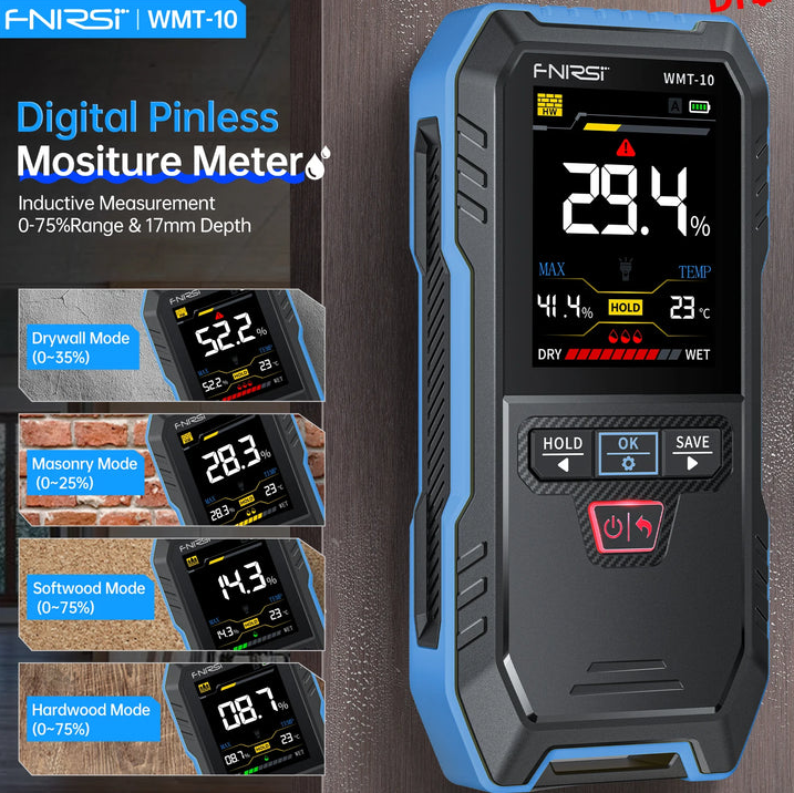 FNIRSI WMT-10 Temassız Endüktif Ahşap ve Duvar Nem Ölçer (17mm Derinlik)