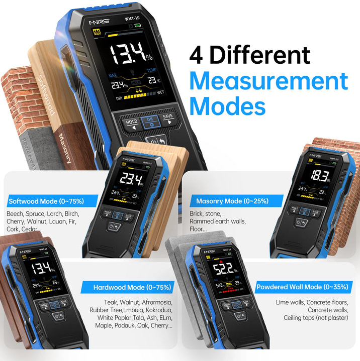 FNIRSI WMT-10 Temassız Endüktif Ahşap ve Duvar Nem Ölçer (17mm Derinlik)
