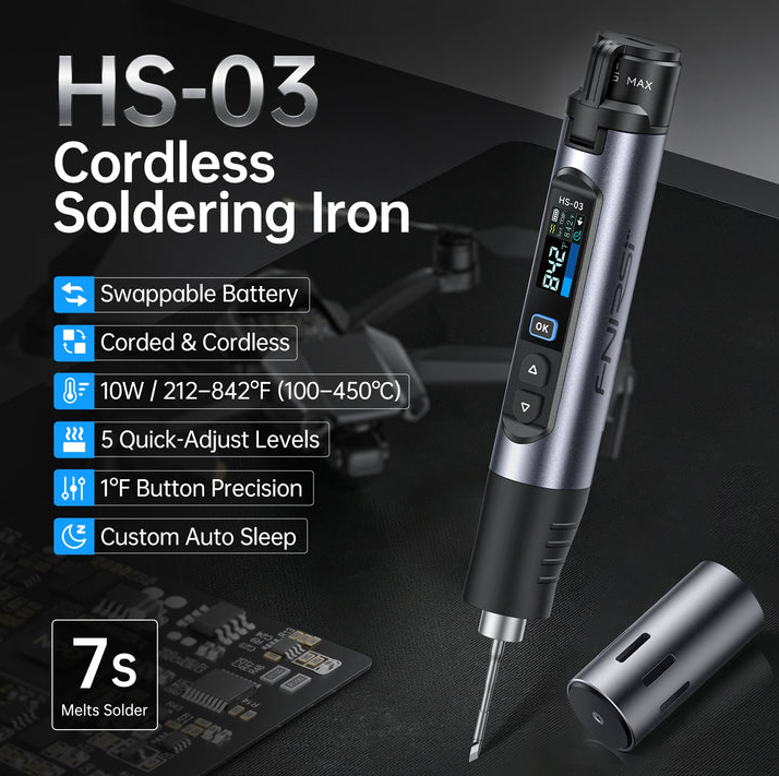 FNIRSI HS-03 Kablosuz Şarjlı Kalem Havya (2600mAh Değiştirilebilir Pil, 100-450°C)