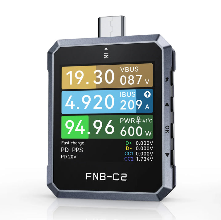 FNIRSI FNB-C2 USB PD 3.1 Type-C Hızlı Şarj Test Cihazı (240W, E-Marker Okuma)
