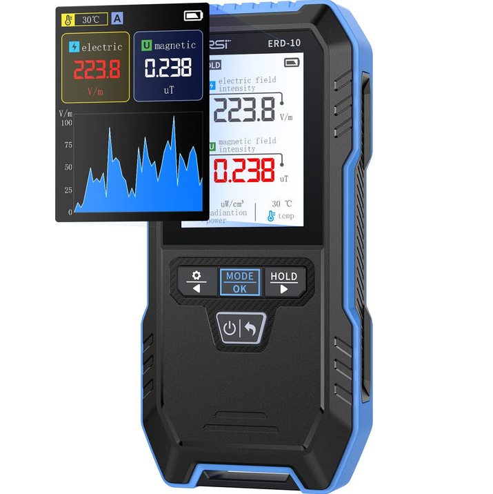 FNIRSI ERD-10 4'ü 1 Arada Elektromanyetik Radyasyon Dedektörü (EMF Ölçer)