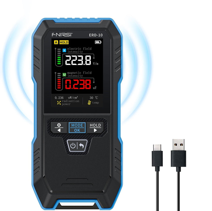 FNIRSI ERD-10 4'ü 1 Arada Elektromanyetik Radyasyon Dedektörü (EMF Ölçer)