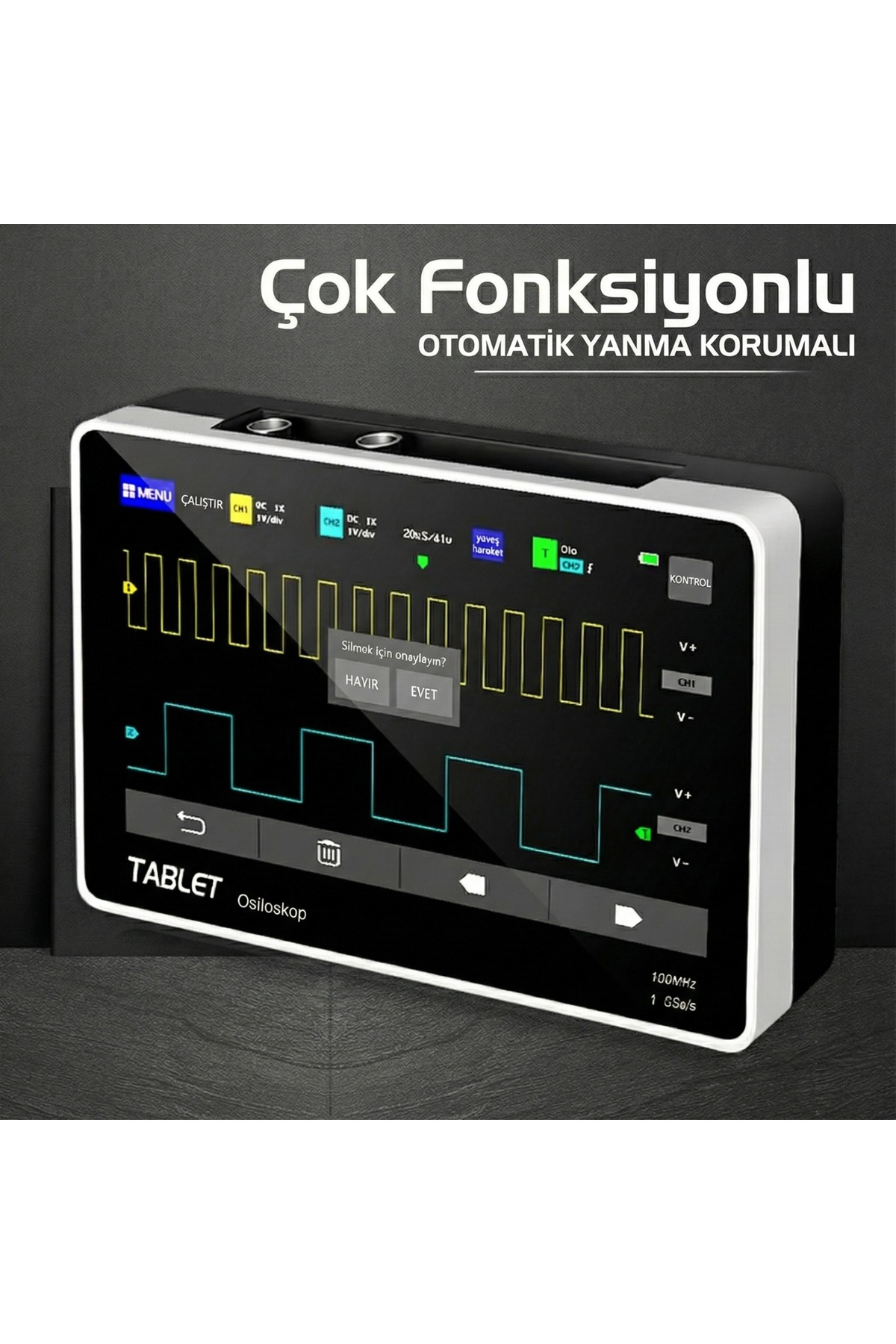 ADS1013D 100MHz 2 Kanal 1GSa/s Dijital Dokunmatik Tablet Osiloskop