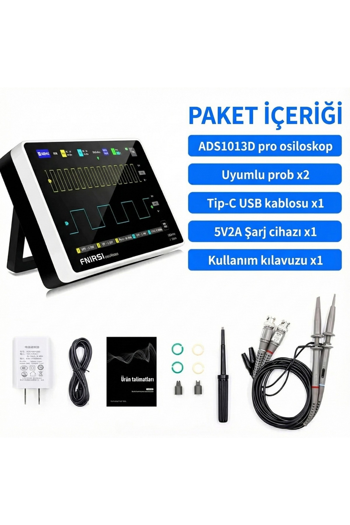 ADS1013D 100MHz 2 Kanal 1GSa/s Dijital Dokunmatik Tablet Osiloskop