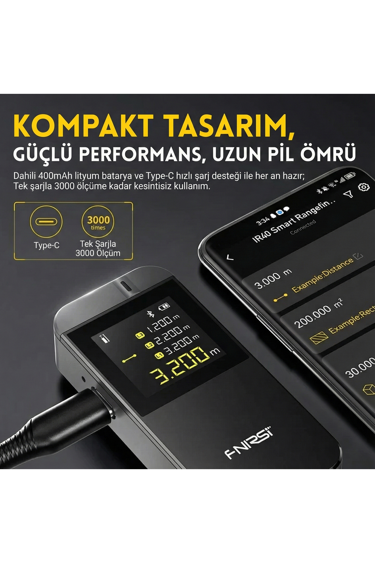 IR40 Akıllı Mesafe Ölçer Lazer Metre