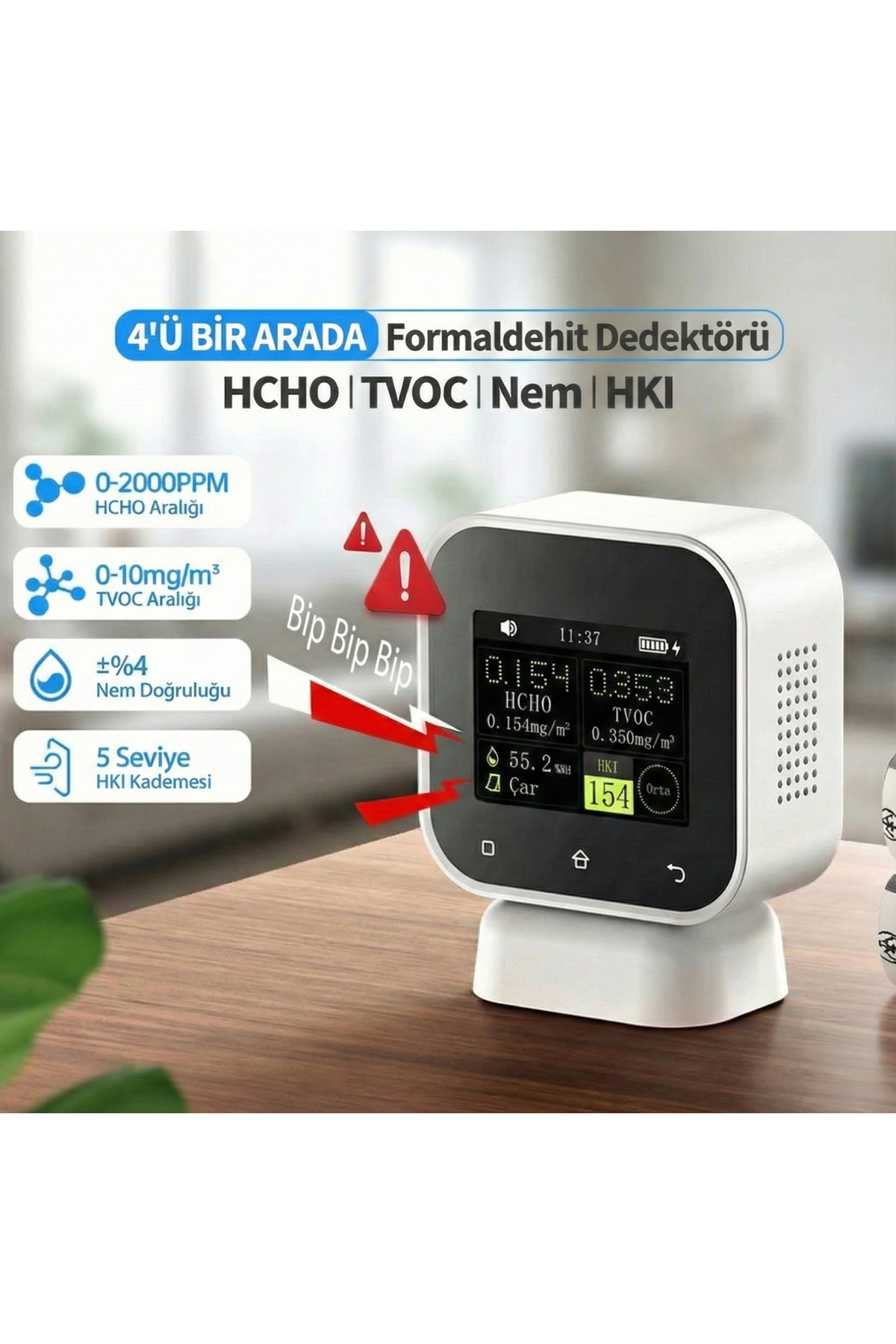 SFD-02 4'ü 1 Arada Dokunmatik Hava Kalitesi Ölçüm Cihazı