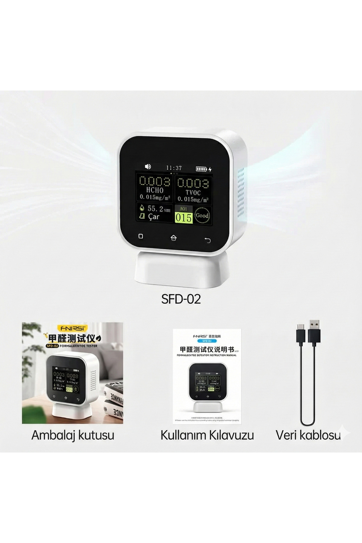 SFD-02 4'ü 1 Arada Dokunmatik Hava Kalitesi Ölçüm Cihazı