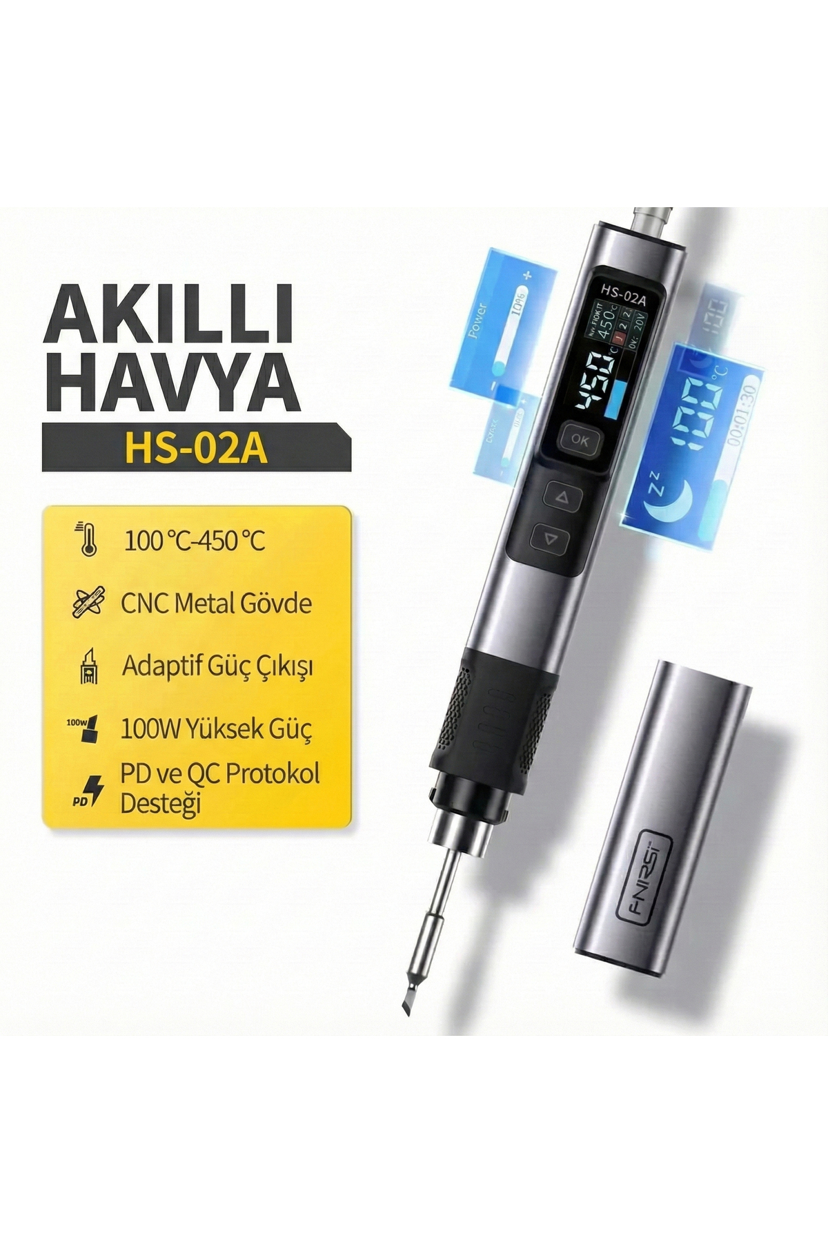 FNIRSI HS-02A Akıllı Havya 6 Uçlu ve Alet Kutusu