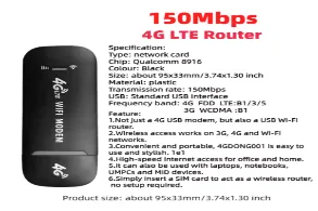 4G wireless Internet Cato USB dongle Car black