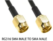 RG316 RPSMA SMA Erkek - Erkek Konnektör Kablo 100cm