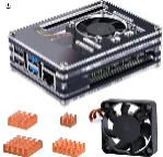 Ahududu Pi 5 Kılıf ile 4010 PWM Fan ve 4 ADET Saf Bakır Soğutucular Ahududu Pi 5 4GB/8 GB