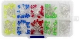 500 Pcs  5mm Led Set In a Plastic Box In White Red Blue Green Yellow Colors