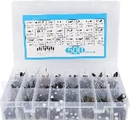 Electrolytic Capacitor Set 500 Pcs With Poles In a Transparent Box With 24 Different Values