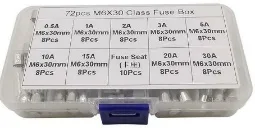 Glass Fuse Set 6x30 mm 72 Pcs In 9 Kinds of 250v Transparent box