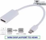Mini Displayport to HDMI Dönüştürücü Adaptör Beyaz